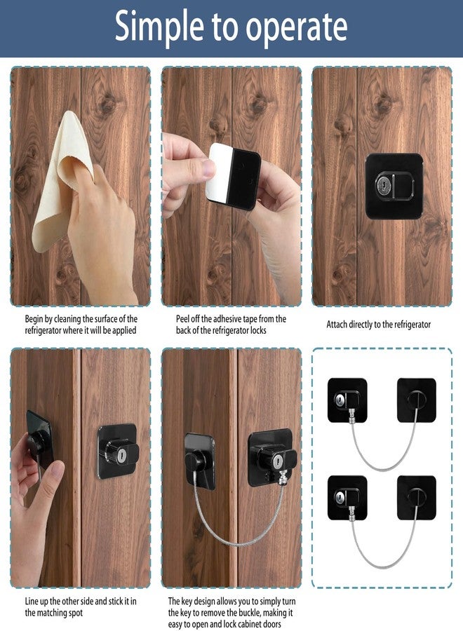 UCEHIPAW 16 Pack Refrigerator Lock with 16 Keys Adhesive Fridge Locks Combination Child Safety Cabinet Lock for Kitchen Freezer Door Adult File Furniture Closet Drawer Appliance (Black) - Image 4